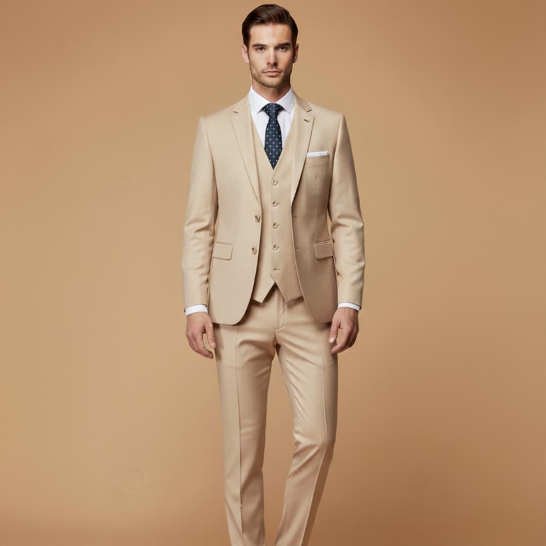 Men’s Slim Fit 3-Piece Suit with Jacket, Vest, and Trousers