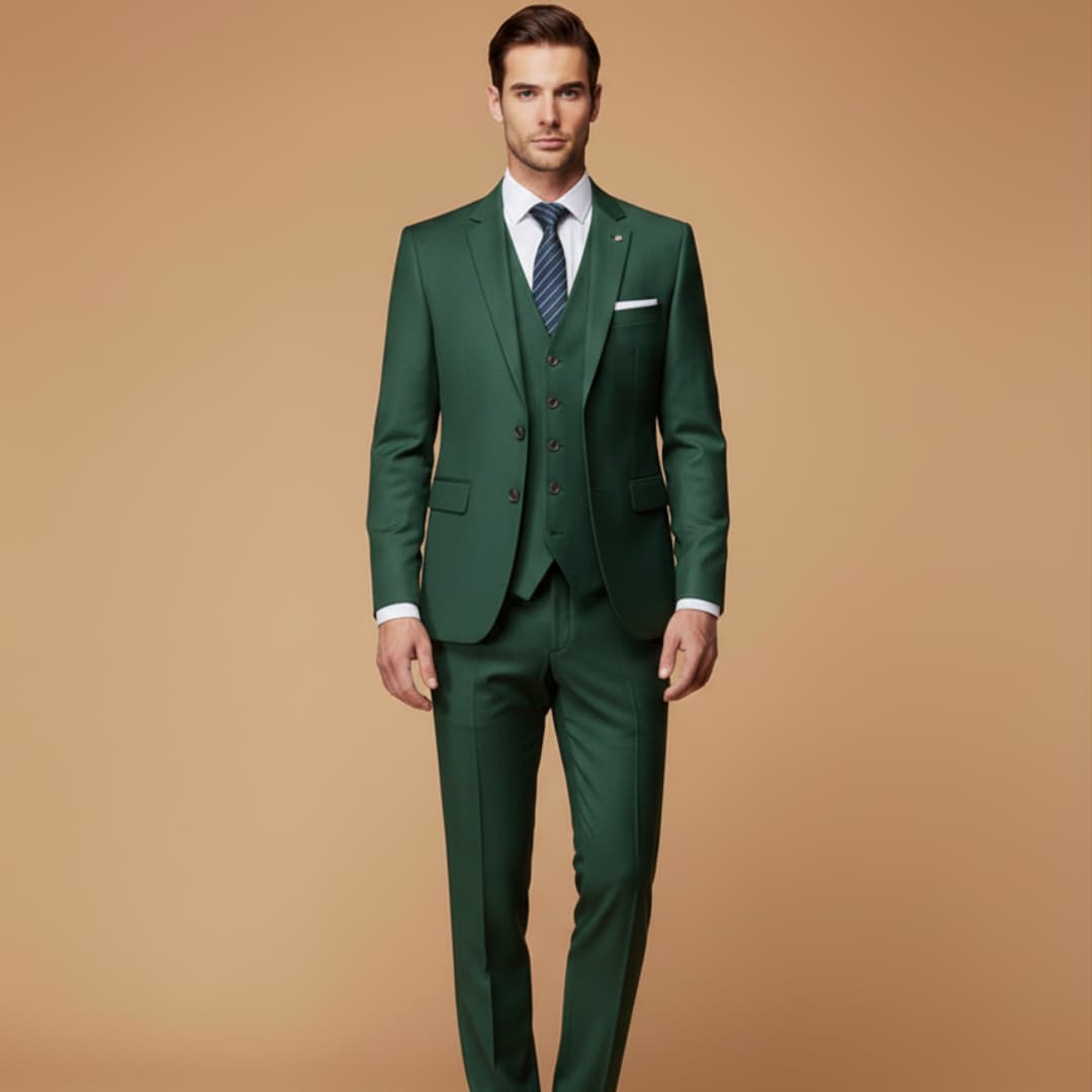 Men’s Slim Fit 3-Piece Suit with Jacket, Vest, and Trousers