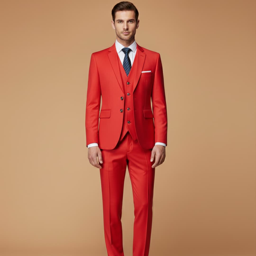 Men’s Slim Fit 3-Piece Suit with Jacket, Vest, and Trousers