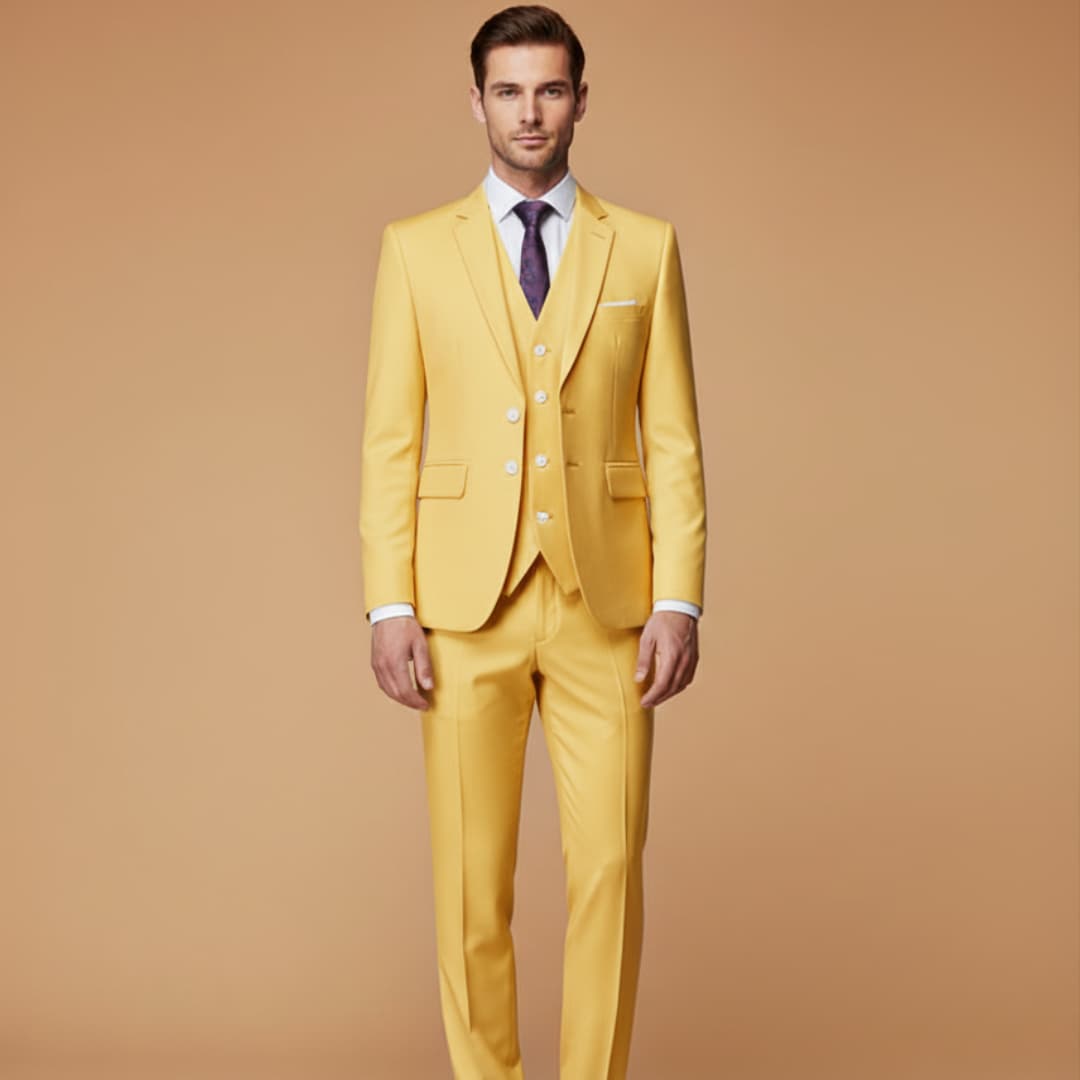 Men’s Slim Fit 3-Piece Suit with Jacket, Vest, and Trousers