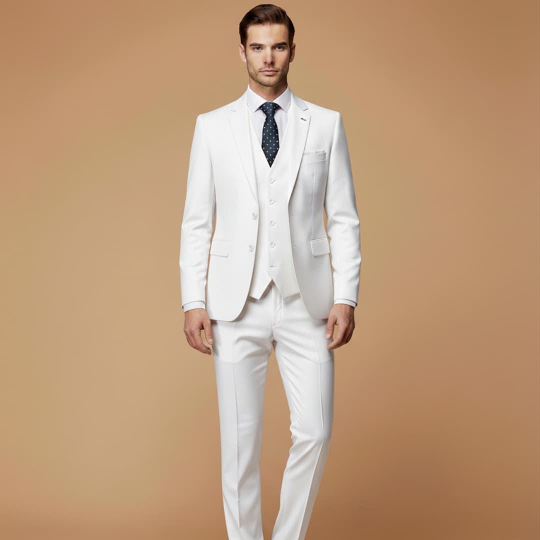 Men’s Slim Fit 3-Piece Suit with Jacket, Vest, and Trousers