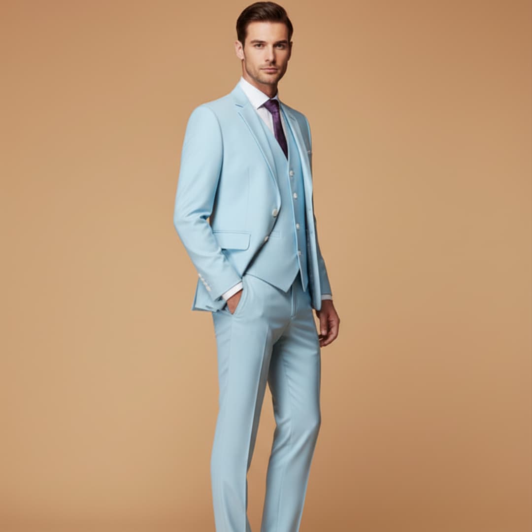 Men’s Slim Fit 3-Piece Suit with Jacket, Vest, and Trousers