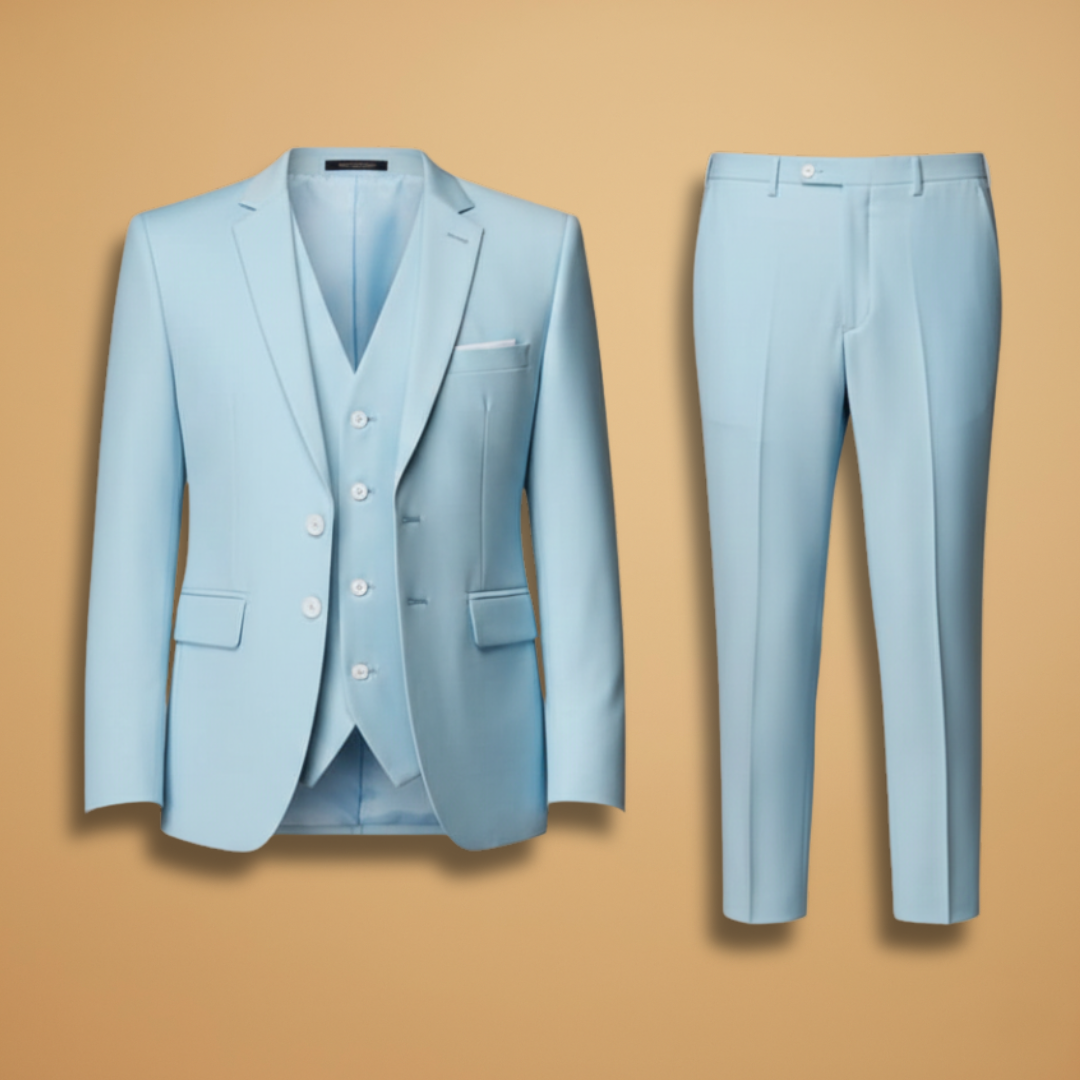 Men’s Slim Fit 3-Piece Suit with Jacket, Vest, and Trousers
