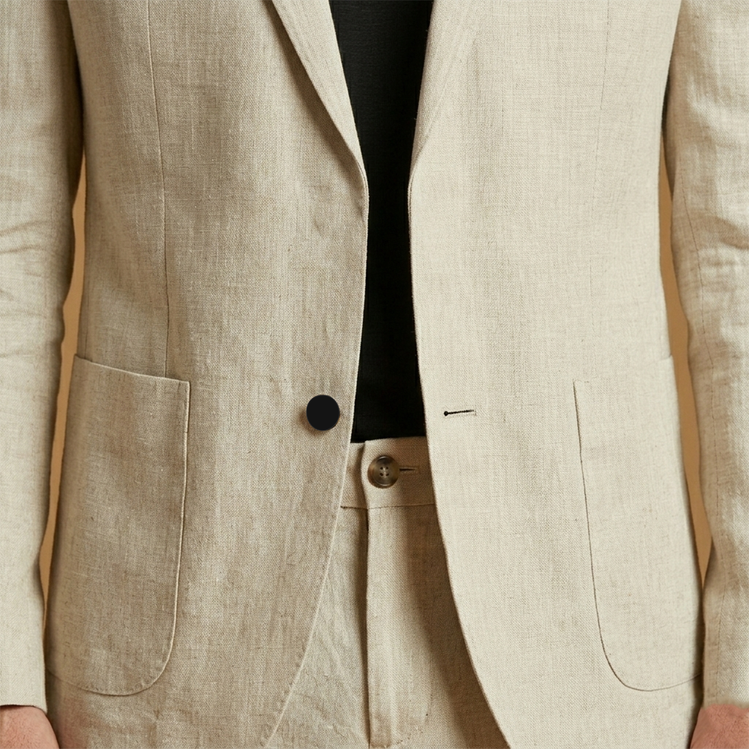 Men’s Suit Set with Notched Lapel and Straight Trousers