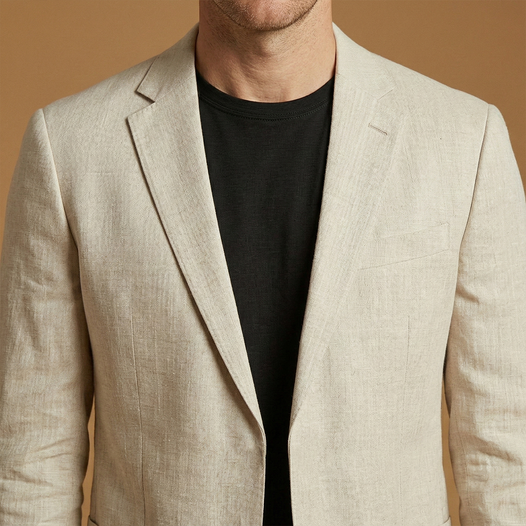 Men’s Suit Set with Notched Lapel and Straight Trousers
