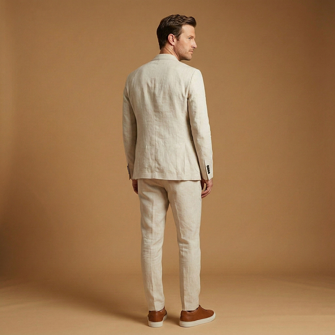 Men’s Suit Set with Notched Lapel and Straight Trousers
