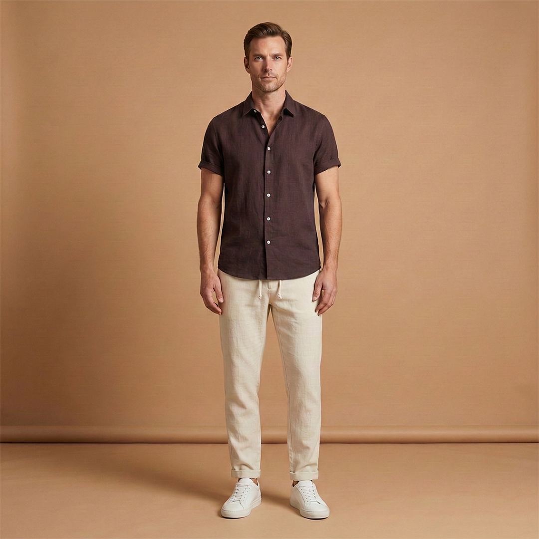 Men’s Summer Set with Short‑Sleeve Shirt and Tapered Trousers
