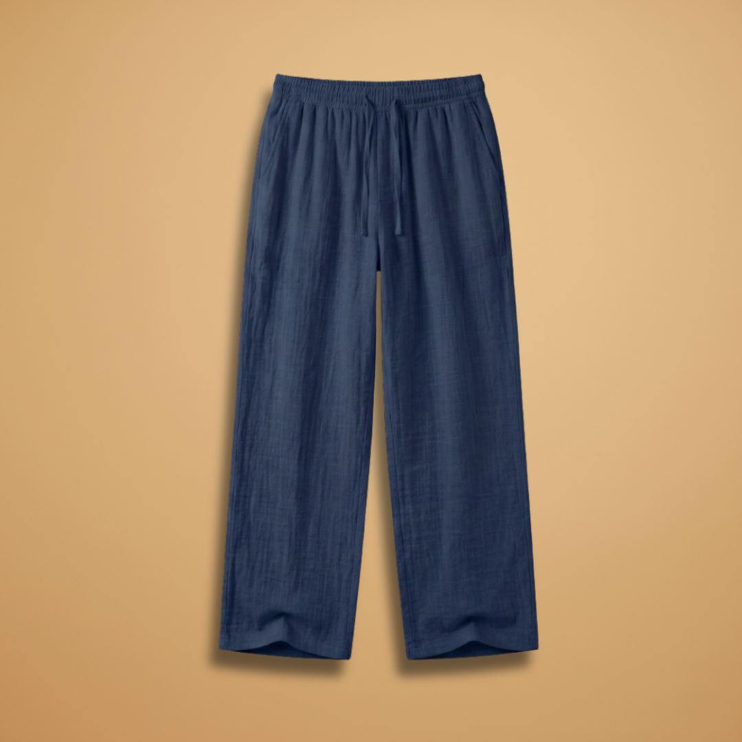 Men's Summer Trousers with Elasticated Waistband and Lightweight Fabric