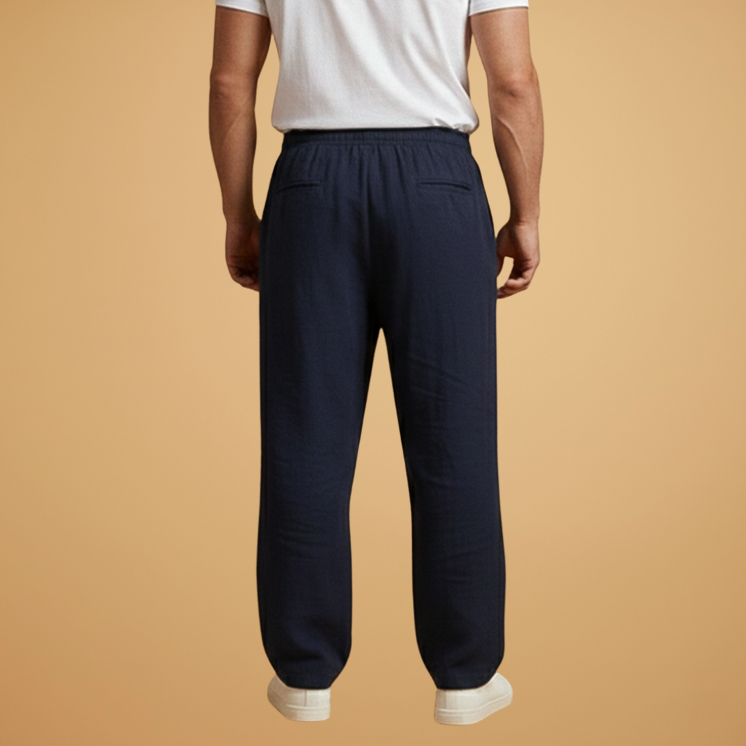 Men's Summer Trousers with Elasticated Waistband and Lightweight Fabric