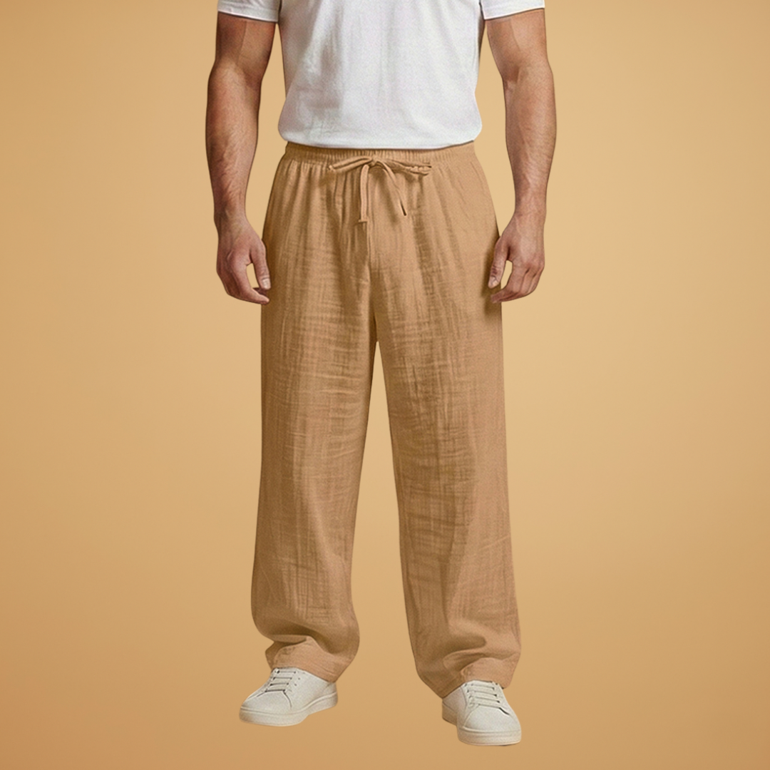 Men's Summer Trousers with Elasticated Waistband and Lightweight Fabric