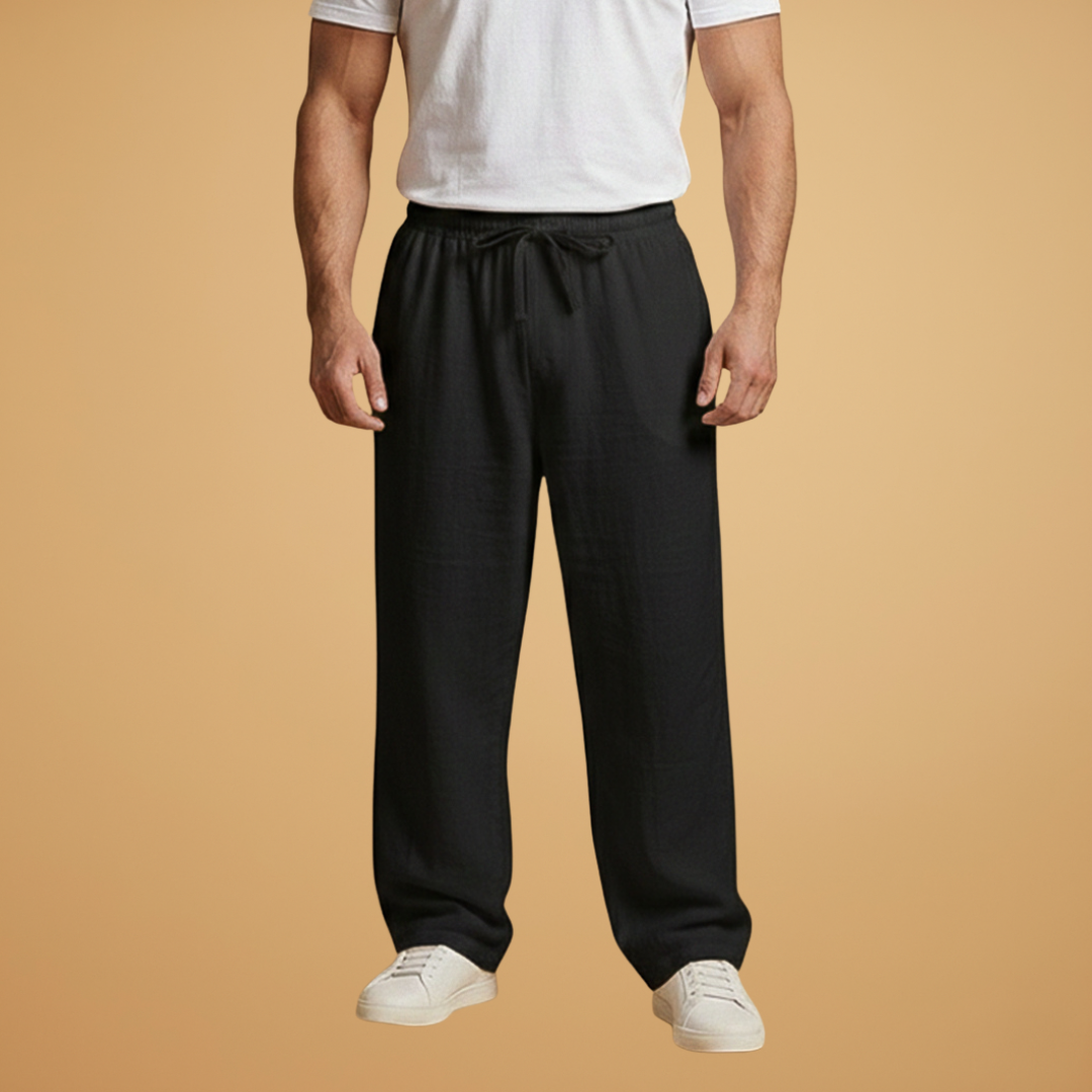 Men's Summer Trousers with Elasticated Waistband and Lightweight Fabric