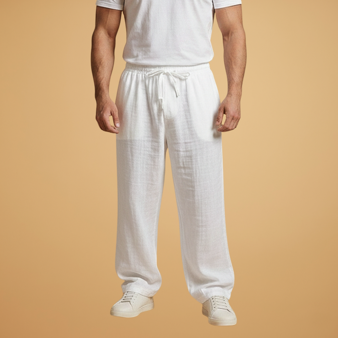 Men's Summer Trousers with Elasticated Waistband and Lightweight Fabric