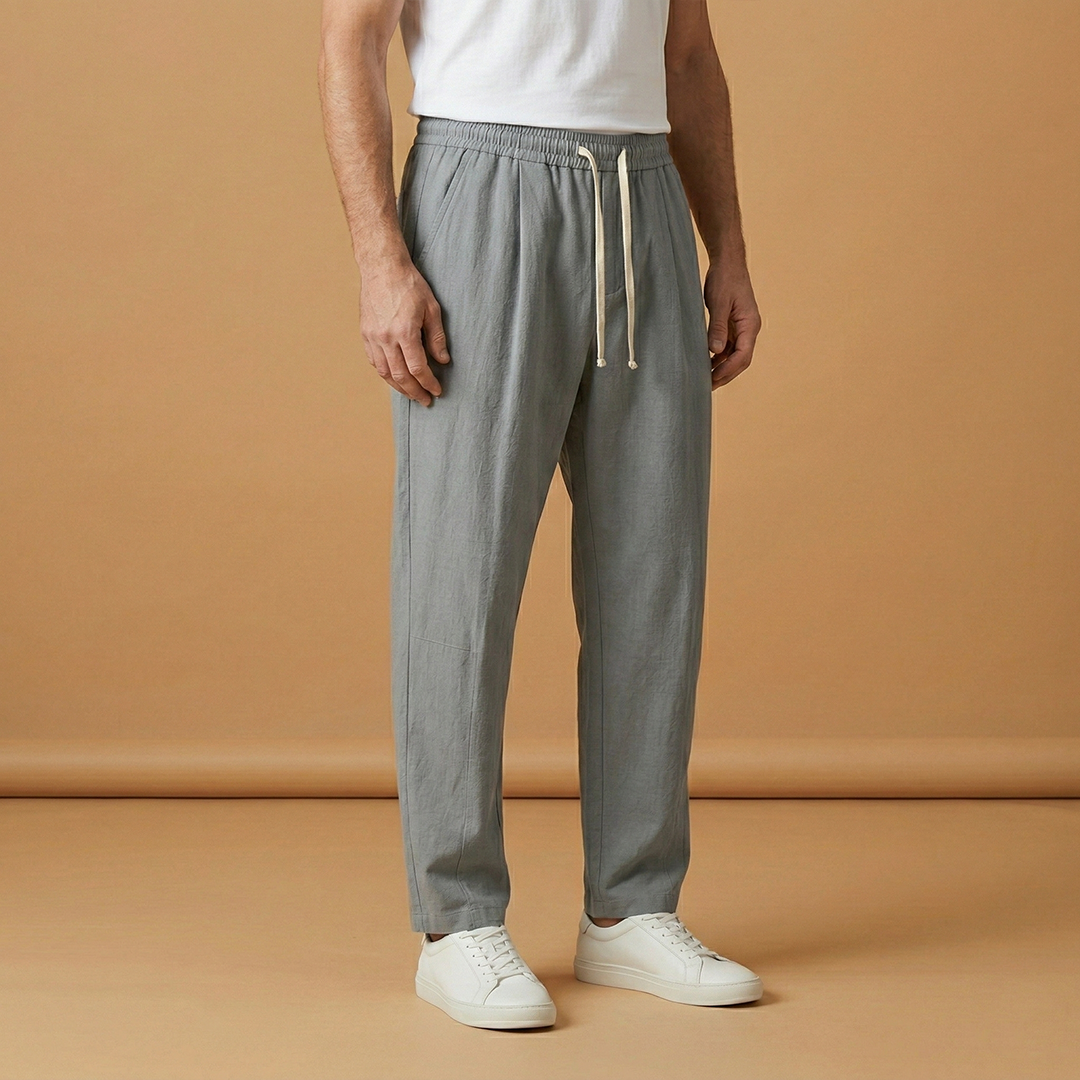 Men's Summer Trousers with Loose Fit and Piped Pockets