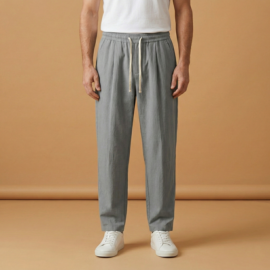 Men's Summer Trousers with Loose Fit and Piped Pockets