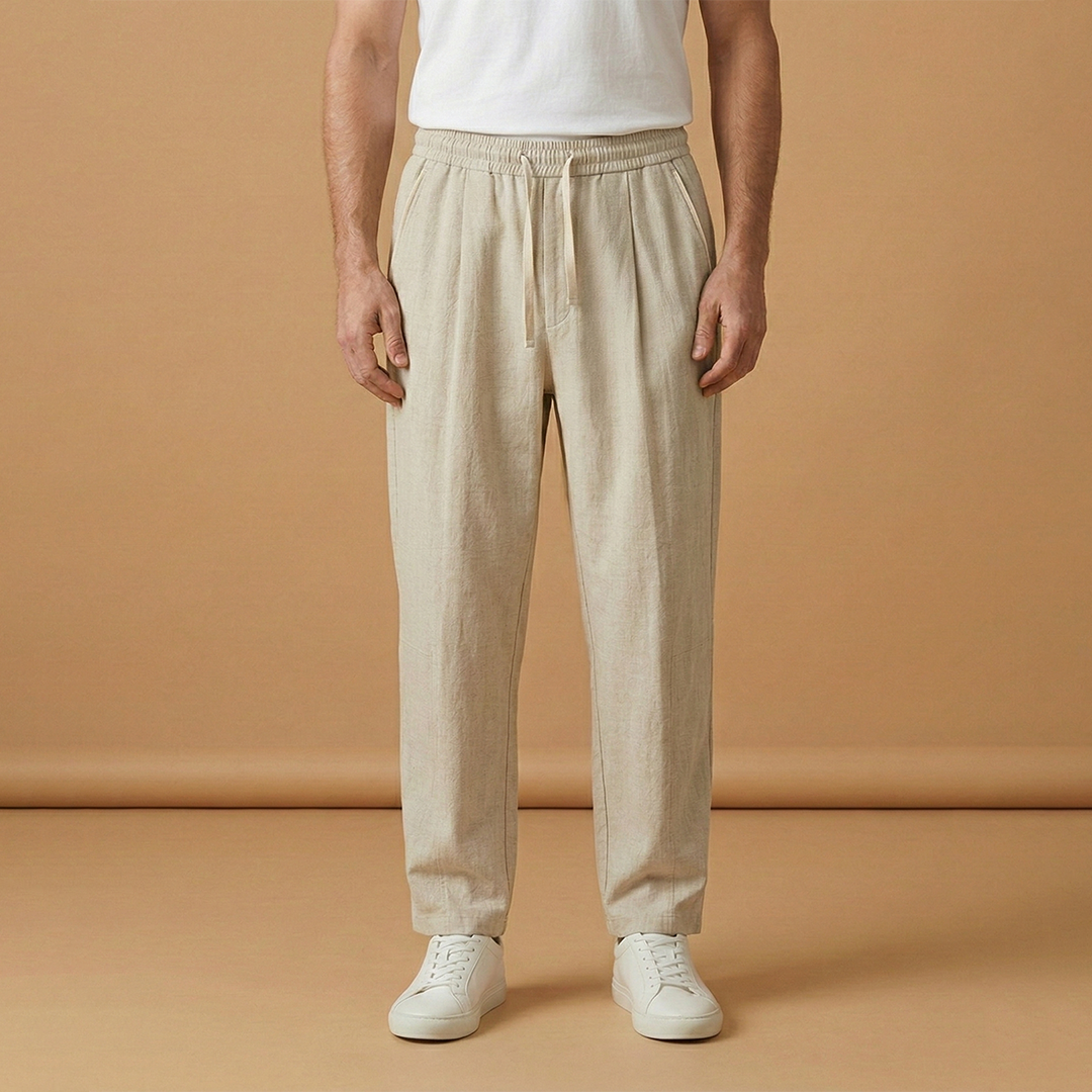 Men's Summer Trousers with Loose Fit and Piped Pockets