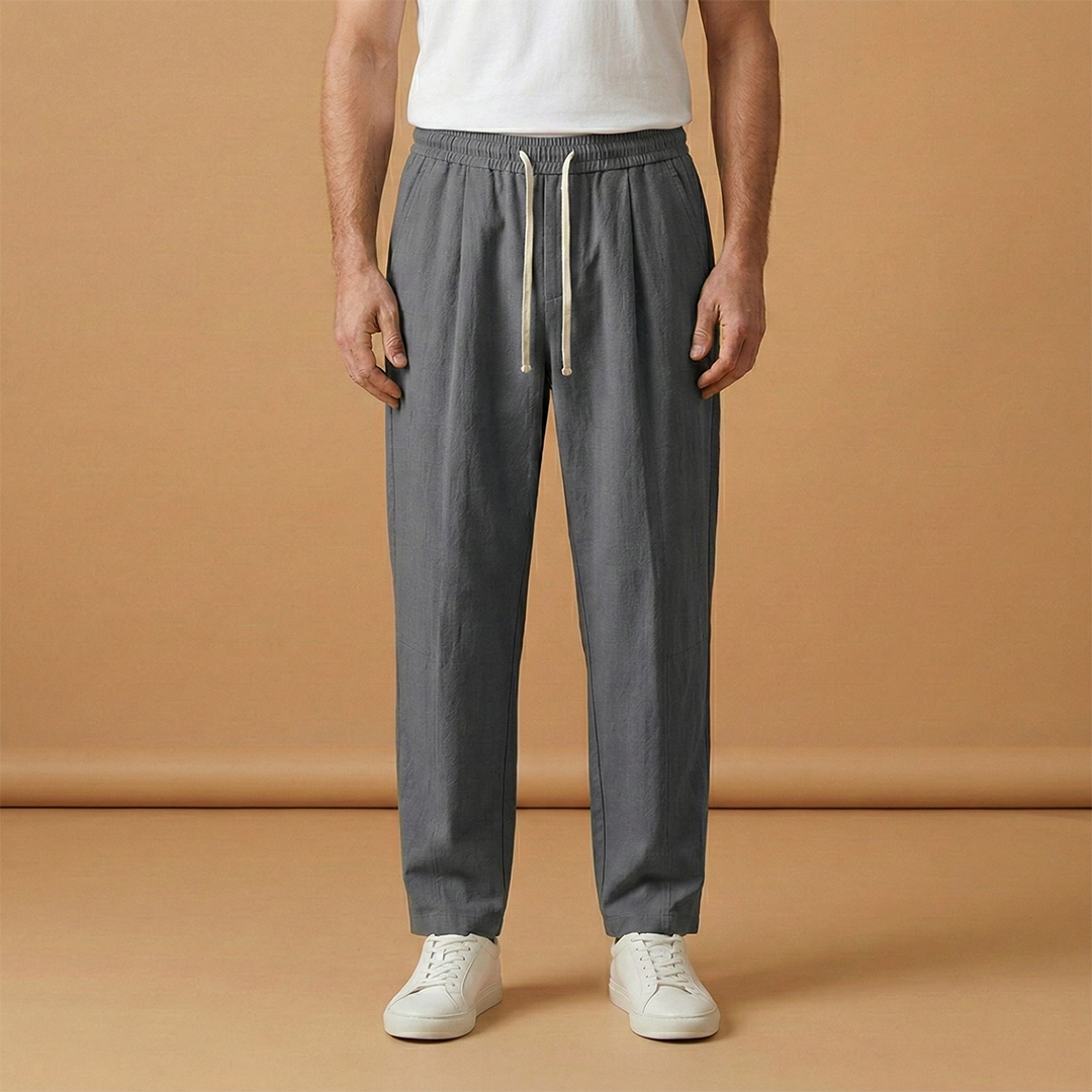 Men's Summer Trousers with Loose Fit and Piped Pockets