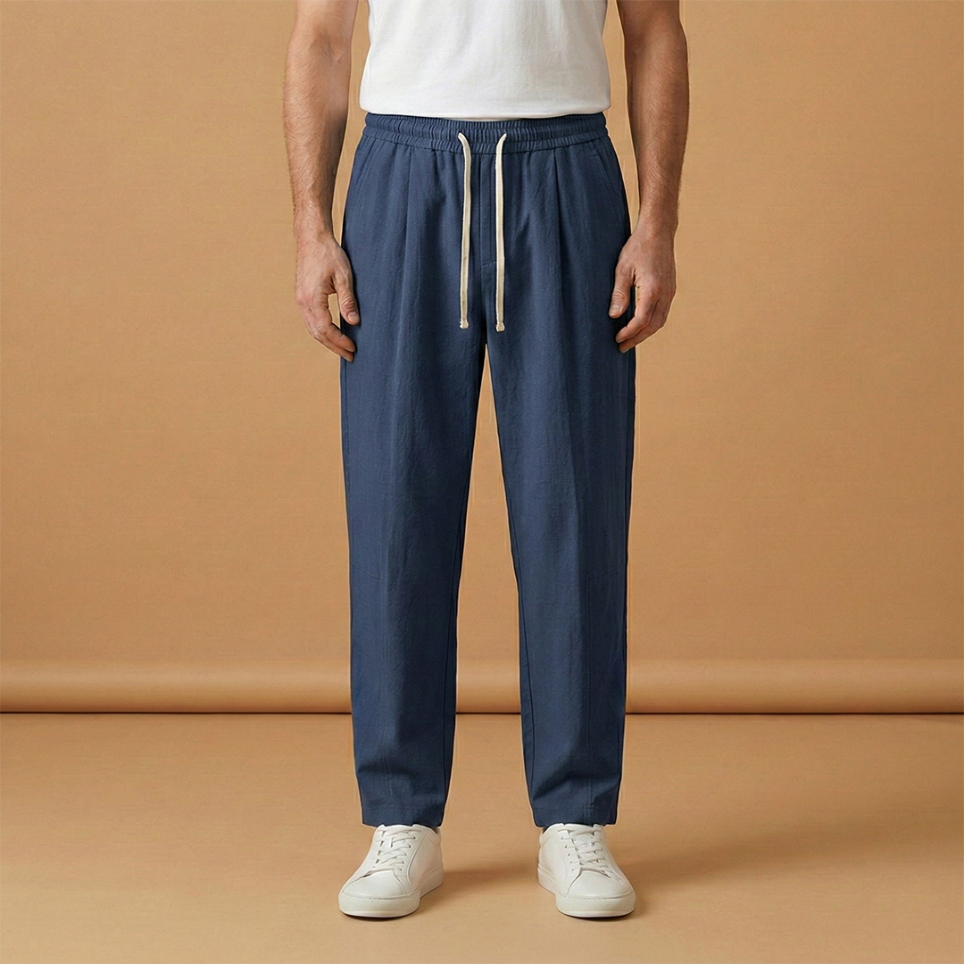 Men's Summer Trousers with Loose Fit and Piped Pockets