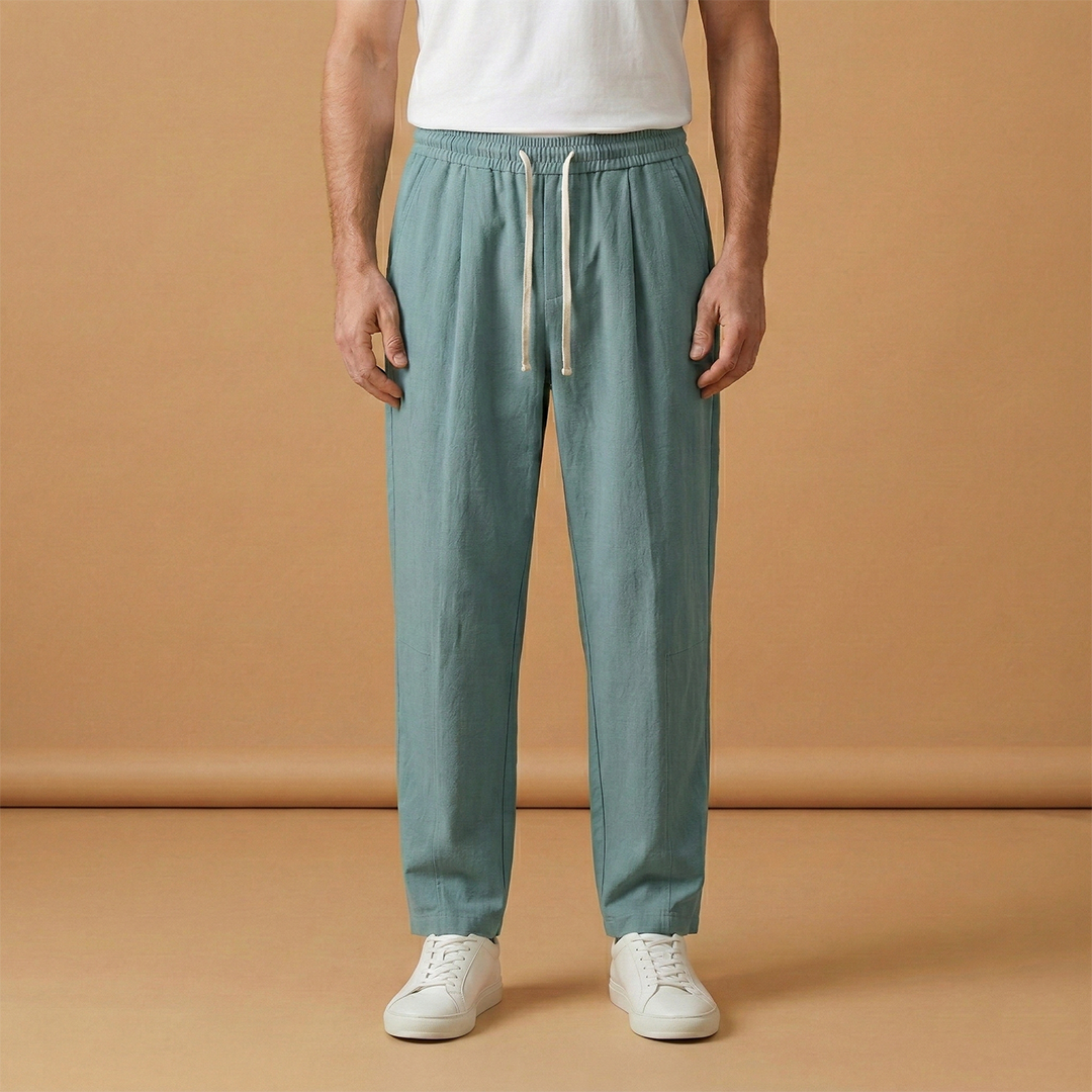 Men's Summer Trousers with Loose Fit and Piped Pockets