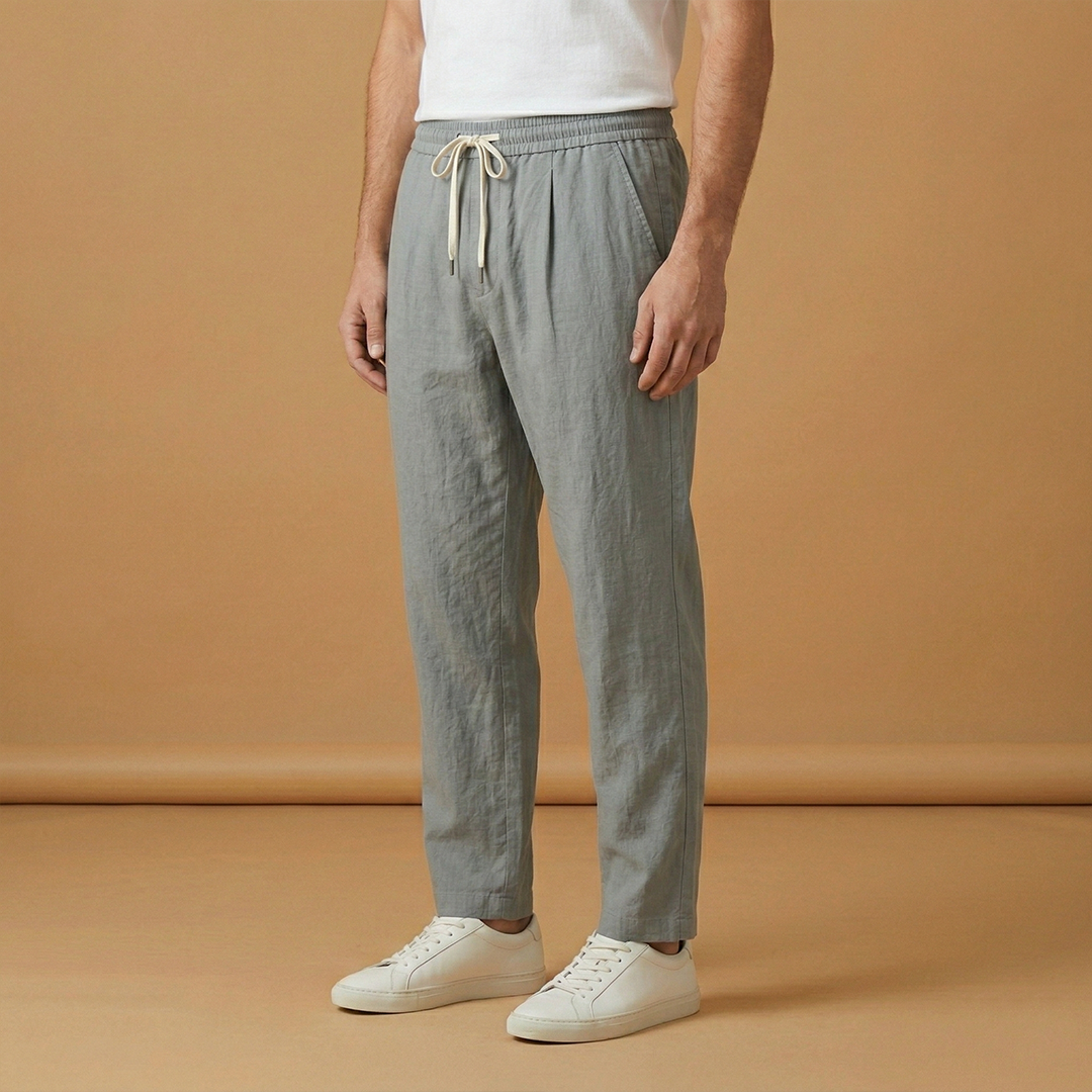 Men's Summer Trousers with Loose Fit and Piped Pockets