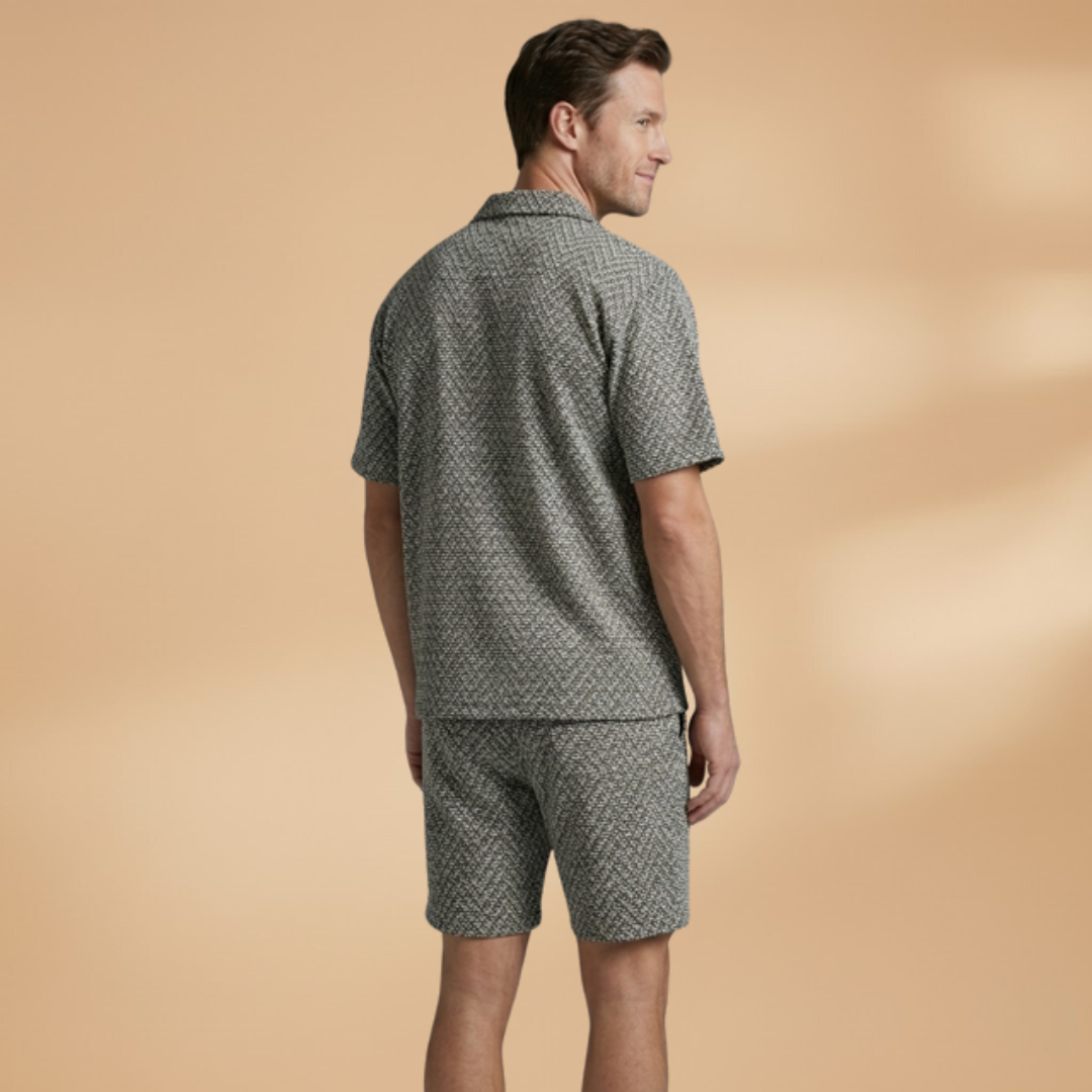 Men’s Summer Two-Piece Set with Button Shirt and Relaxed Shorts