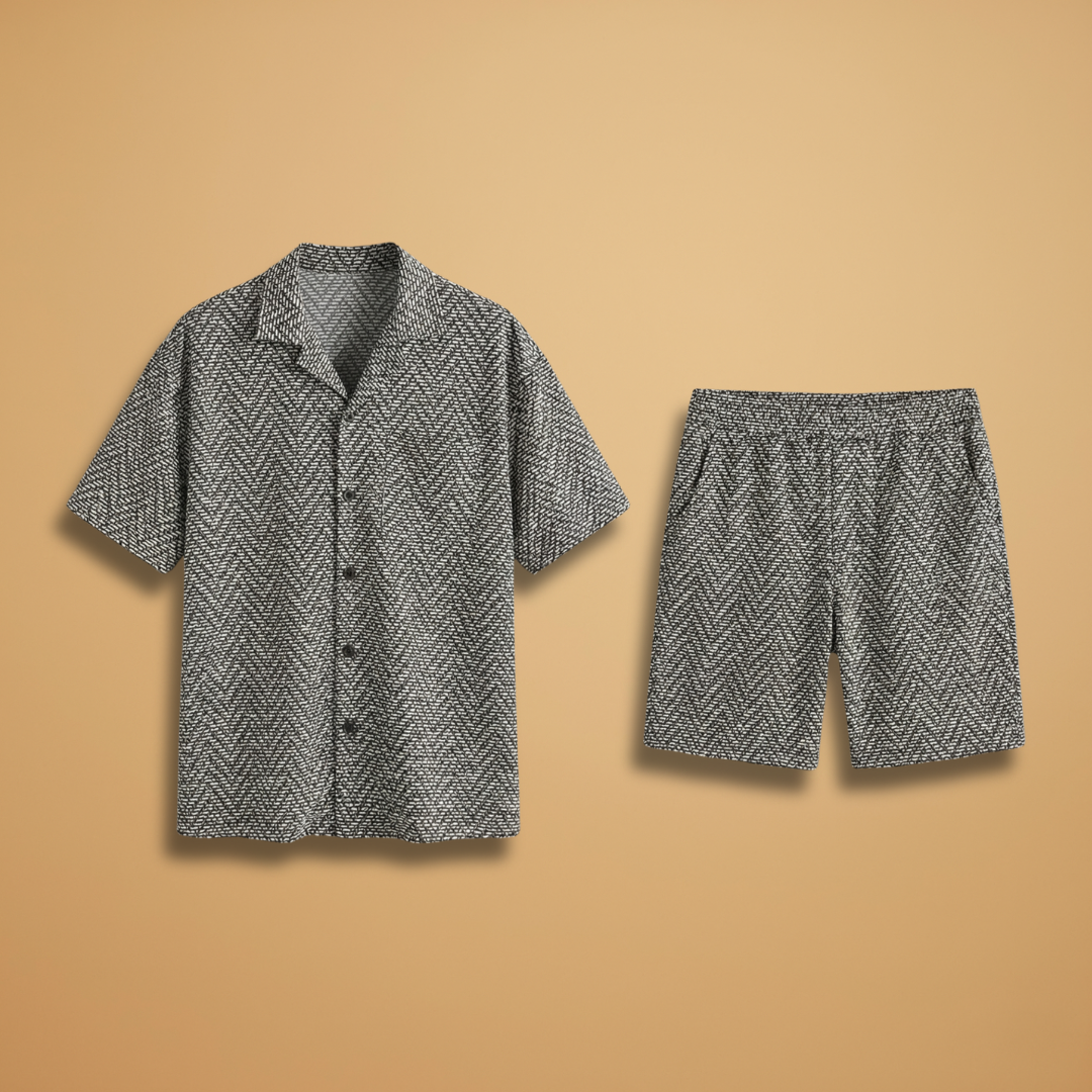 Men’s Summer Two-Piece Set with Button Shirt and Relaxed Shorts
