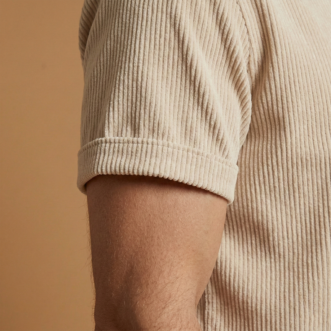 Men's Summer Two-Piece Set with Short-Sleeved Shirt and Drawstring Shorts