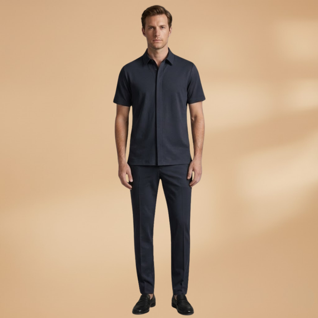 Men’s Summer Two‑Piece with Shirt and Slim Trousers