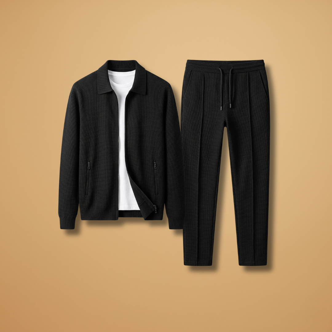Men’s Tracksuit Set with Zip Jacket and Straight Pants
