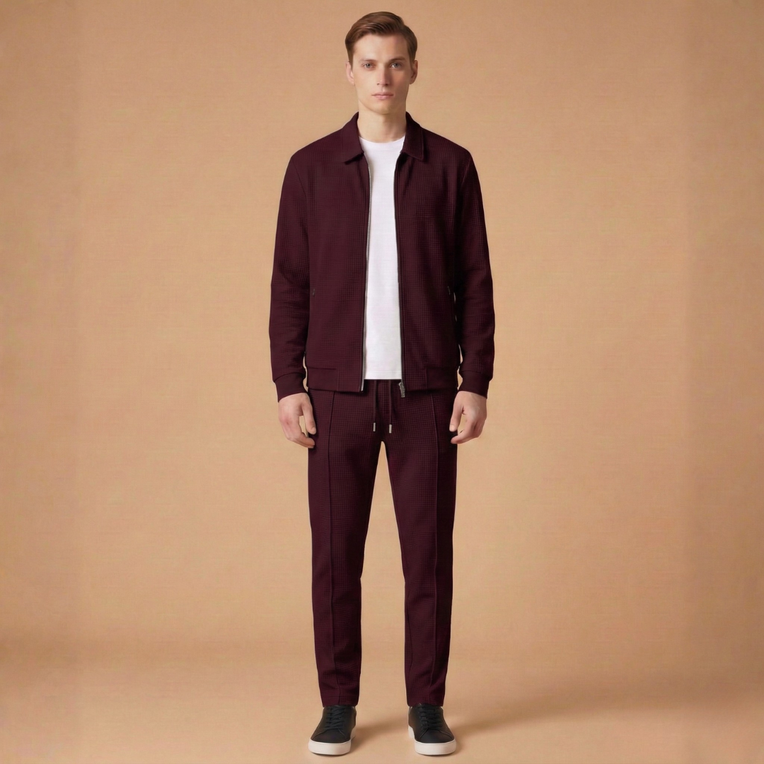 Men’s Tracksuit Set with Zip Jacket and Straight Pants