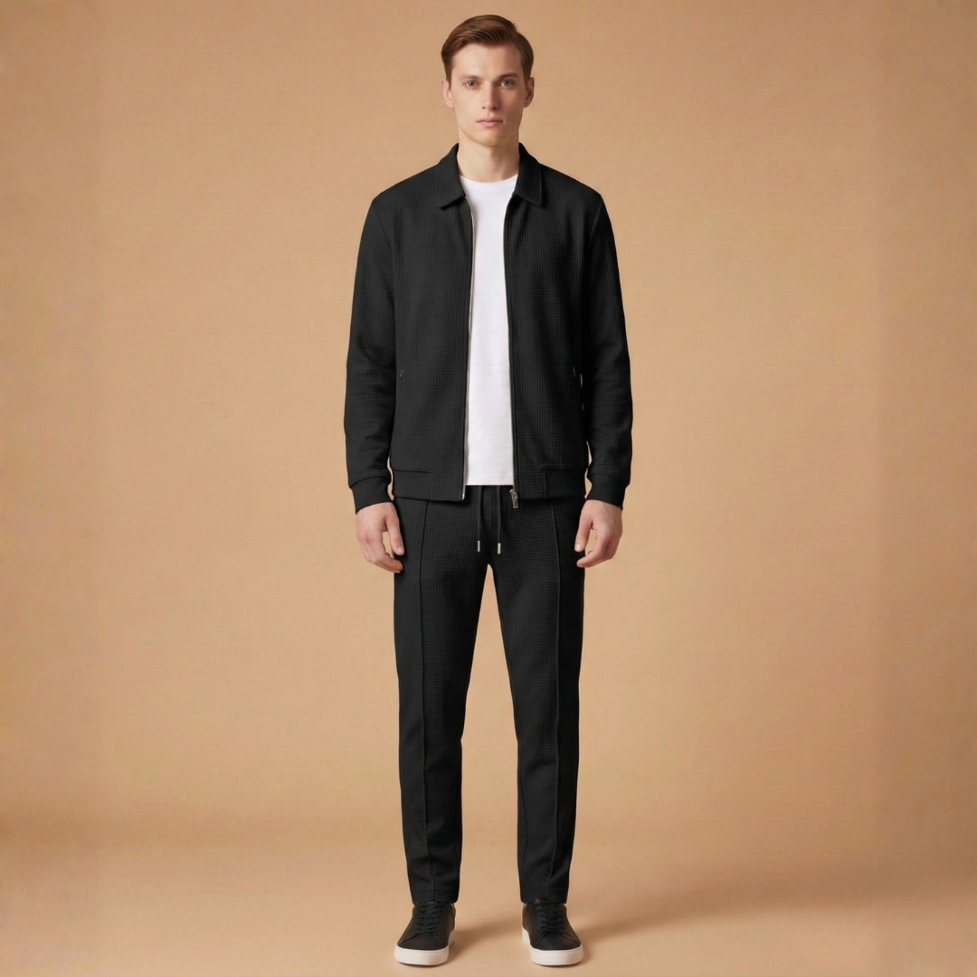 Men’s Tracksuit Set with Zip Jacket and Straight Pants