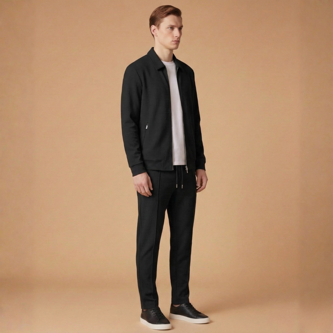 Men’s Tracksuit Set with Zip Jacket and Straight Pants