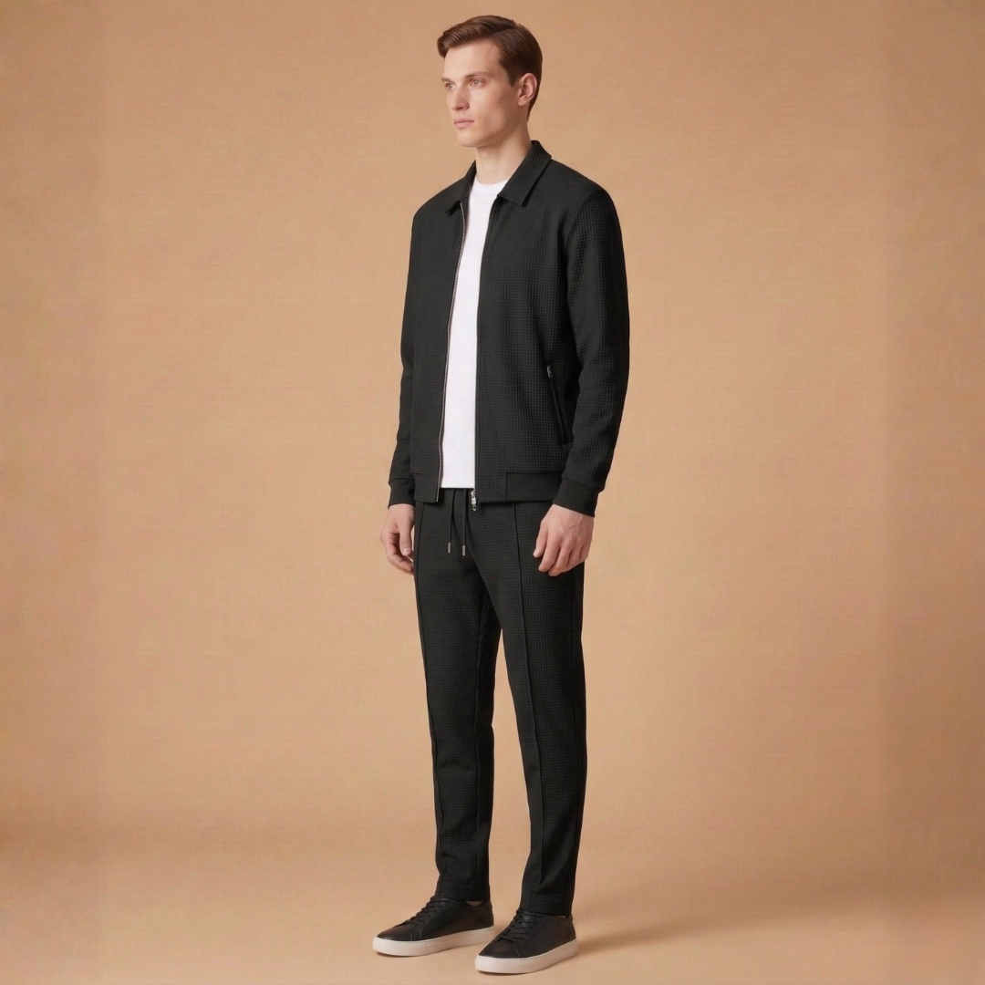 Men’s Tracksuit Set with Zip Jacket and Straight Pants