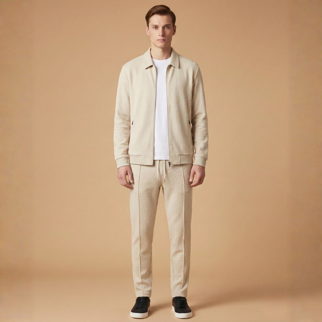 Men’s Tracksuit Set with Zip Jacket and Straight Pants