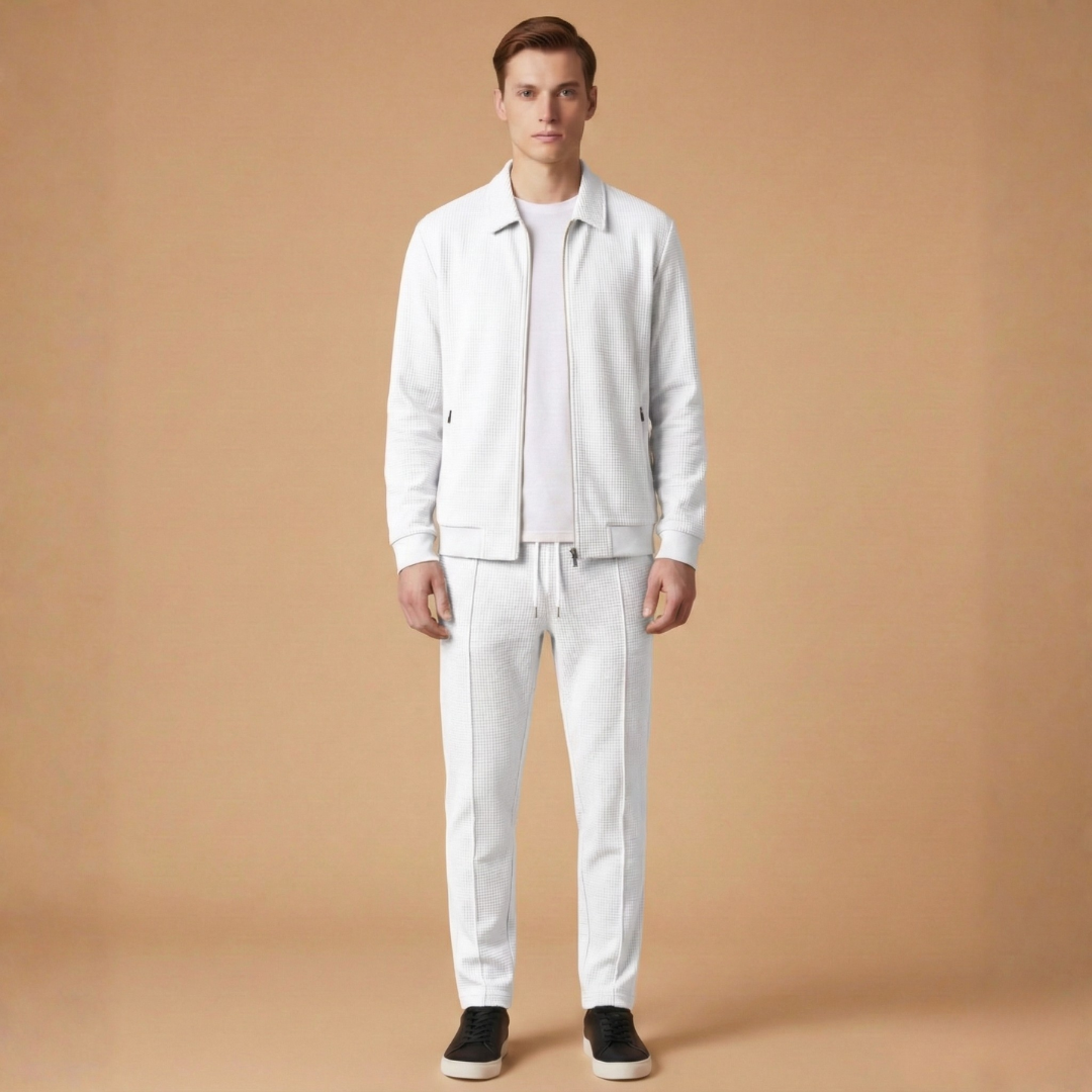 Men’s Tracksuit Set with Zip Jacket and Straight Pants