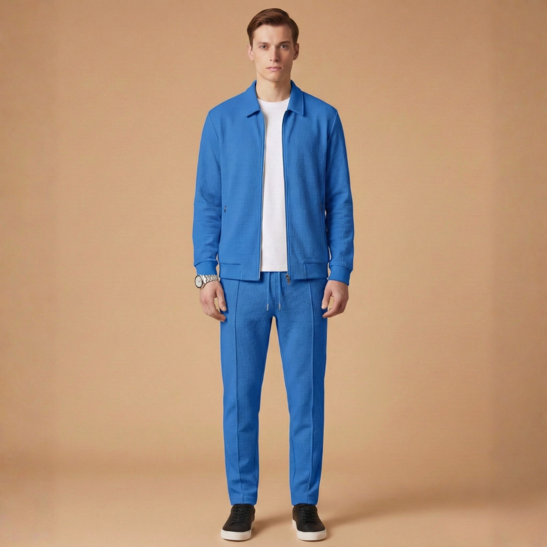 Men’s Tracksuit Set with Zip Jacket and Straight Pants