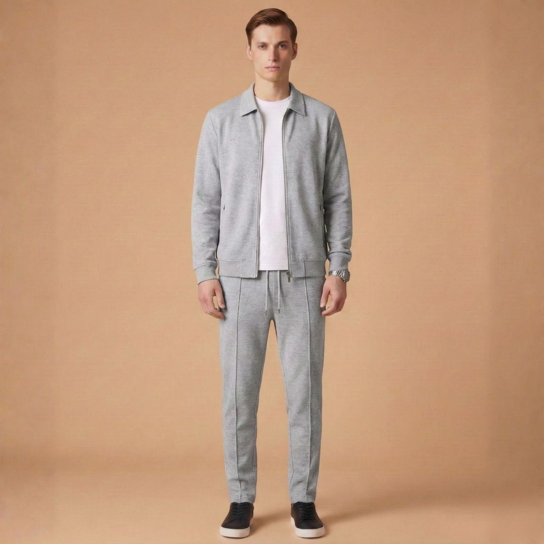 Men’s Tracksuit Set with Zip Jacket and Straight Pants