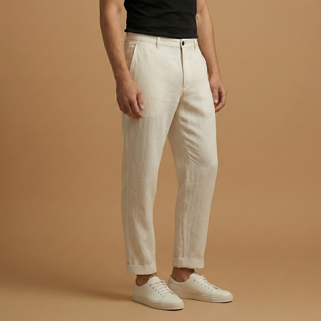 Men's Trousers with Regular Fit and Lightweight Fabric