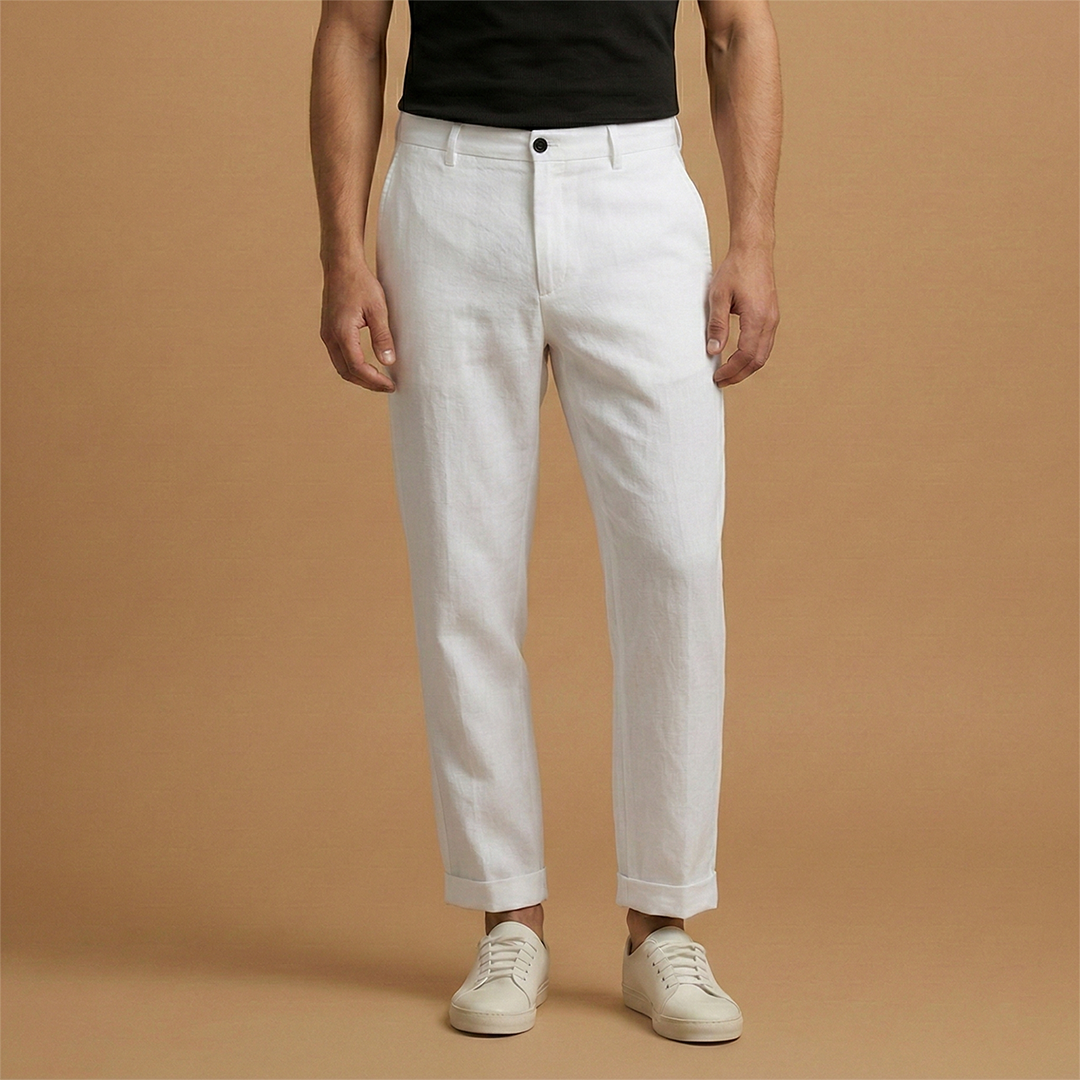 Men's Trousers with Regular Fit and Lightweight Fabric