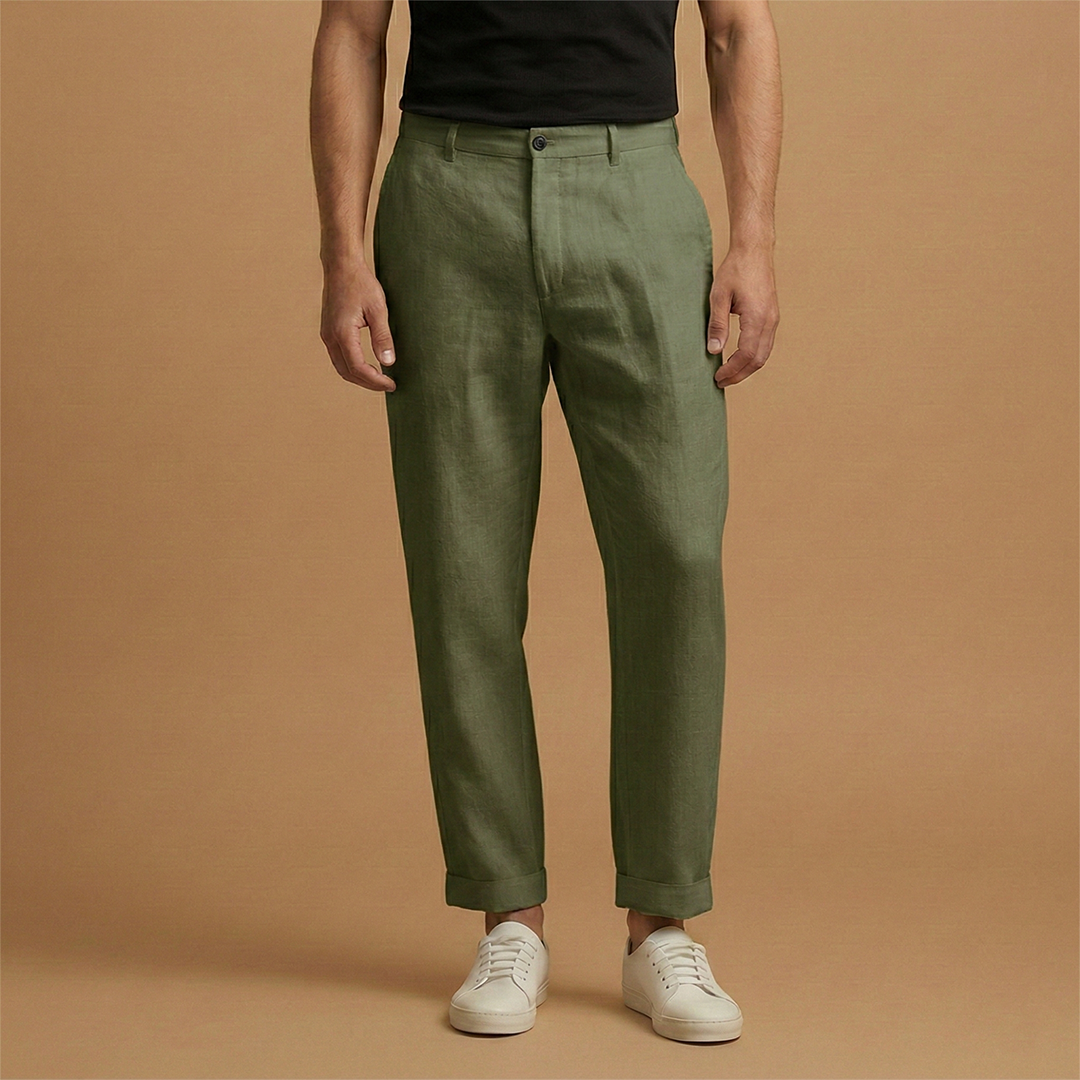 Men's Trousers with Regular Fit and Lightweight Fabric