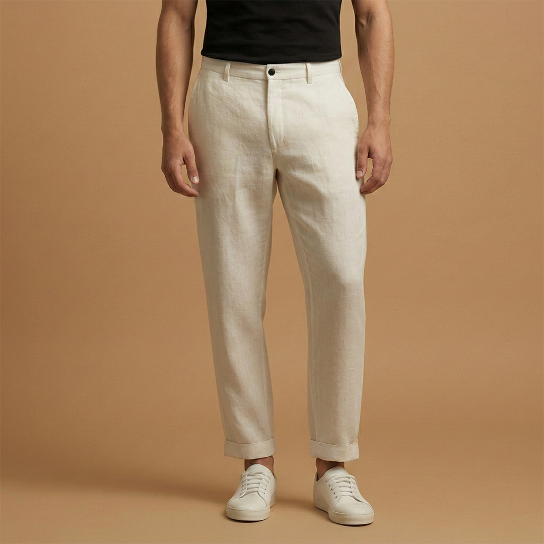 Men's Trousers with Regular Fit and Lightweight Fabric