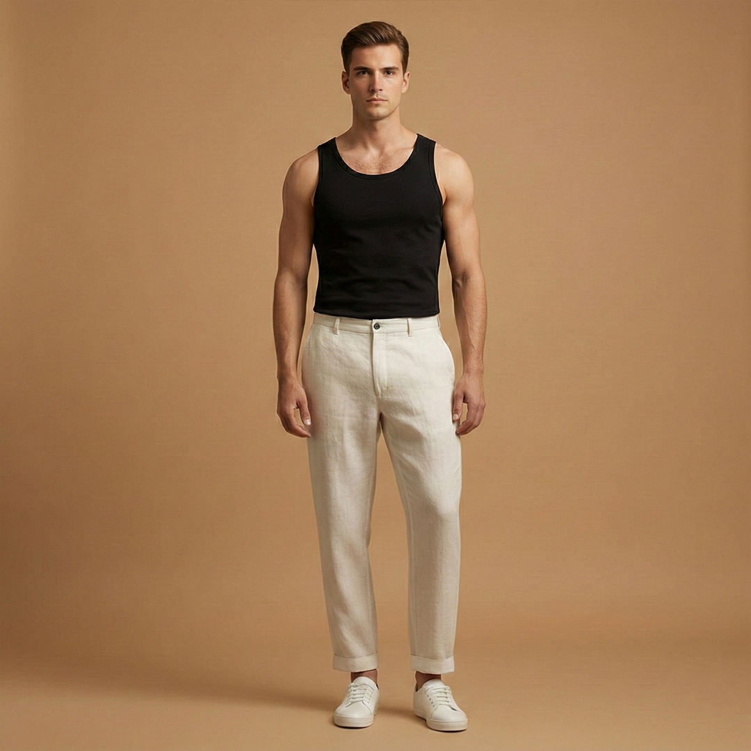 Men's Trousers with Regular Fit and Lightweight Fabric
