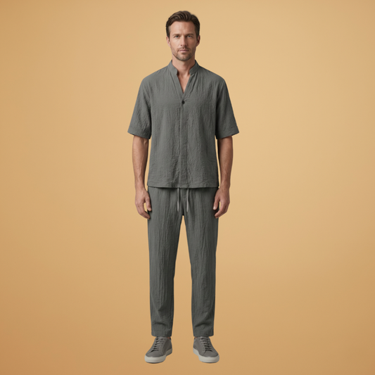 Men’s Two-Piece Set with Drawstring Trousers