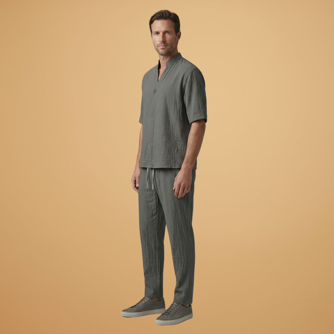 Men’s Two-Piece Set with Drawstring Trousers