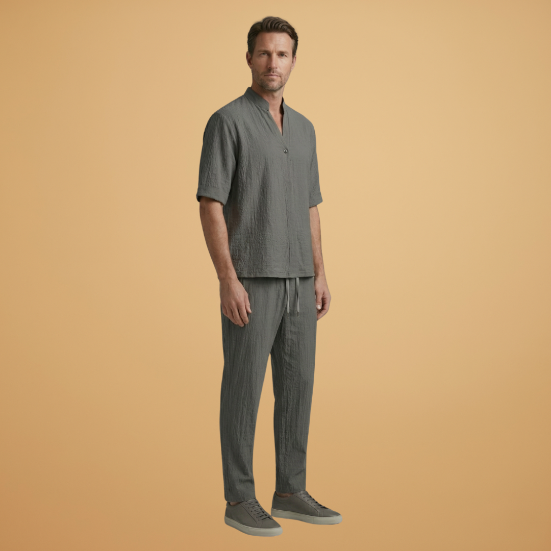 Men’s Two-Piece Set with Drawstring Trousers