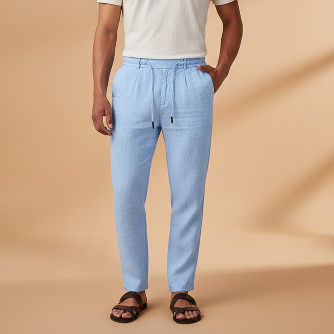 Men's Casual Trousers with Elasticated Waistband and Side Pockets