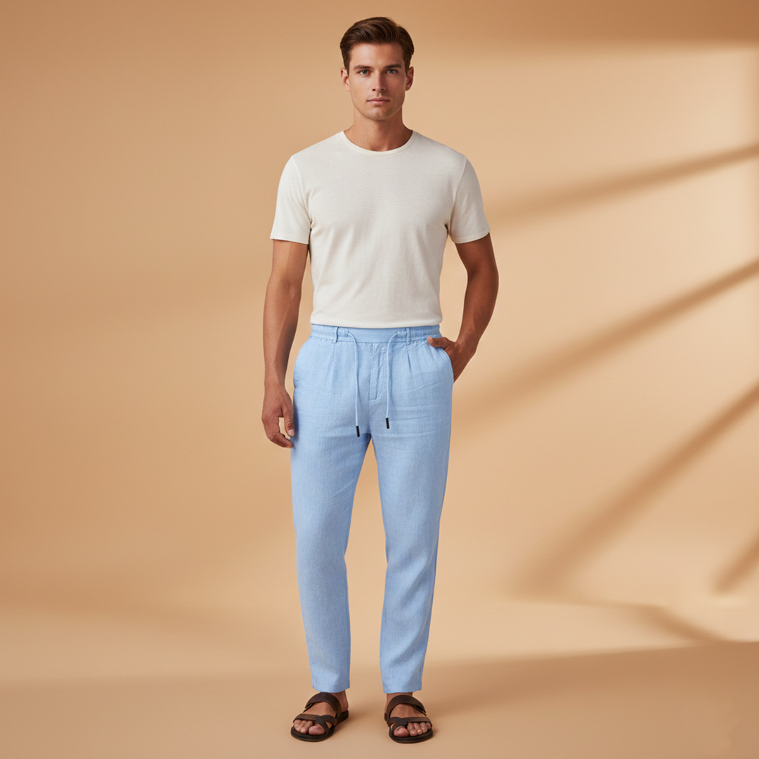 Men's Casual Trousers with Elasticated Waistband and Side Pockets