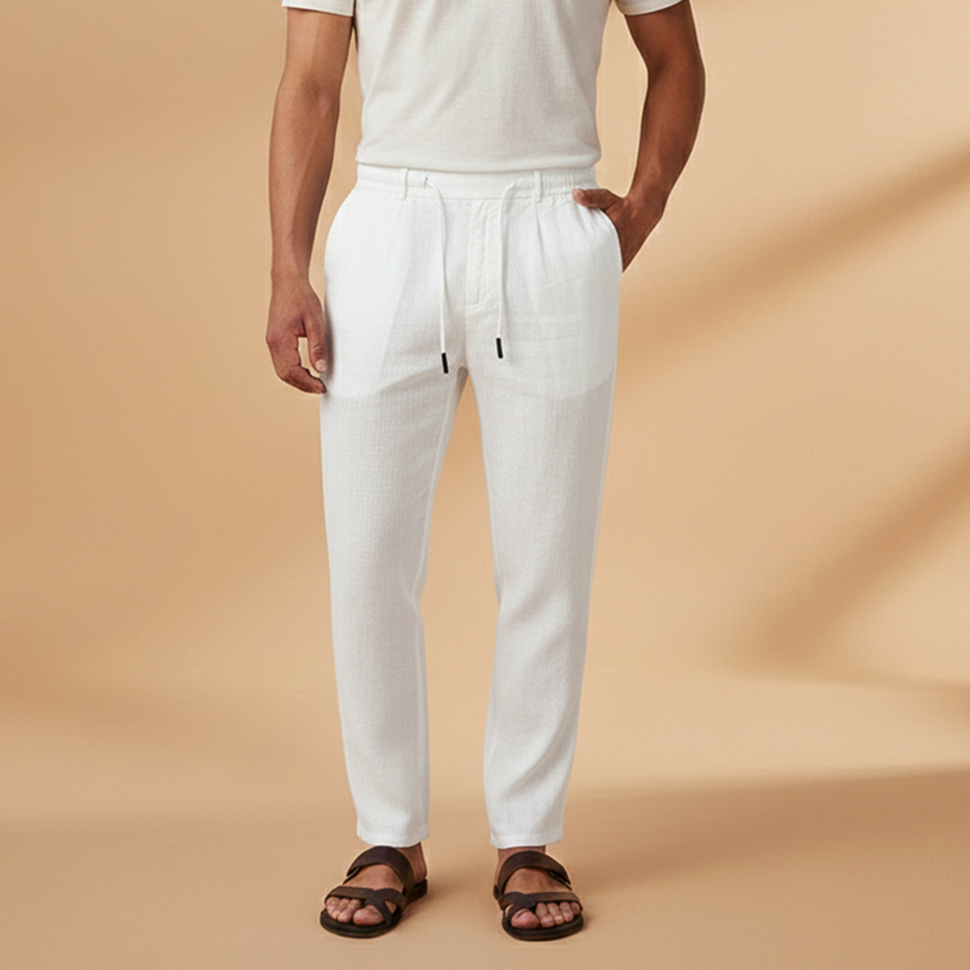 Men's Casual Trousers with Elasticated Waistband and Side Pockets