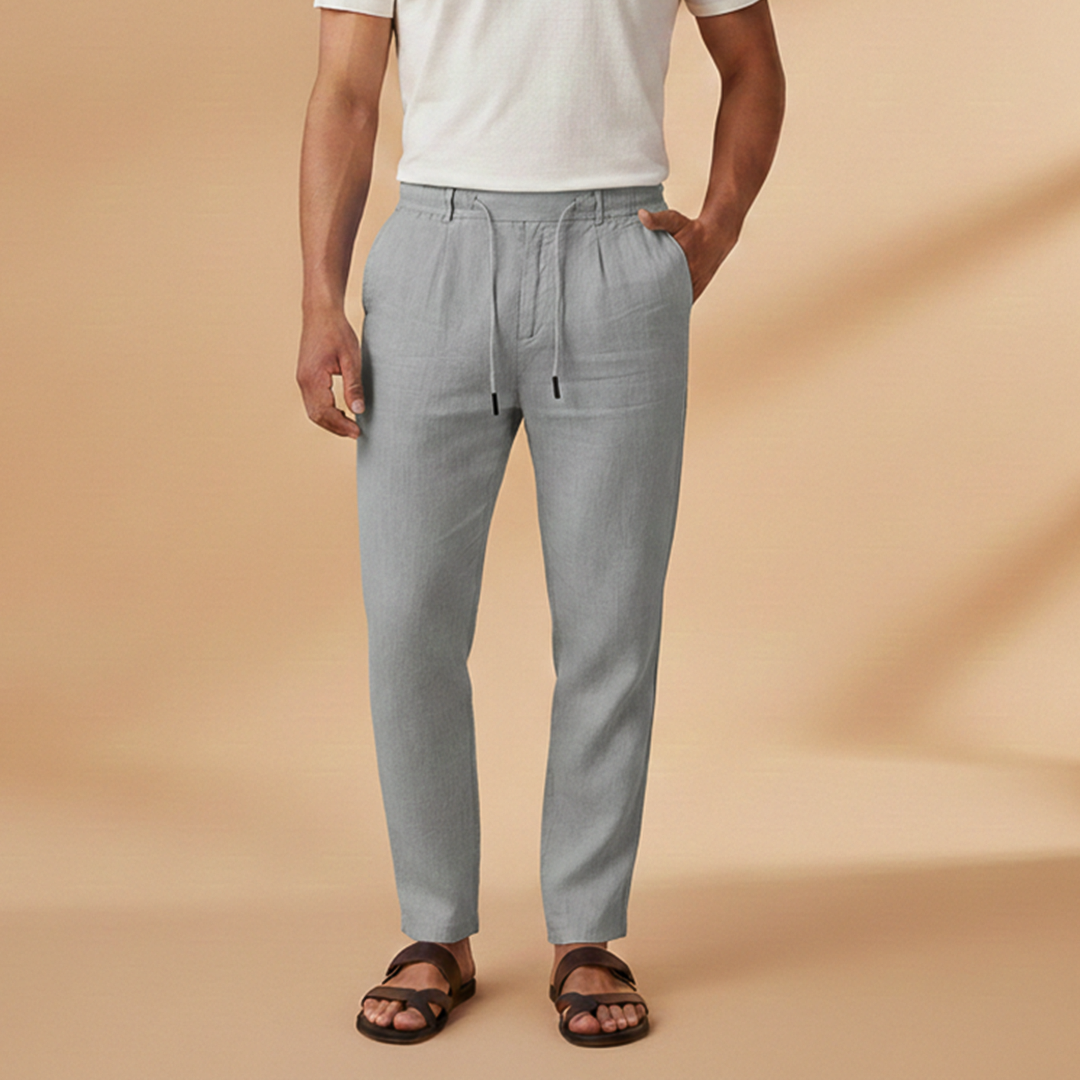Men's Casual Trousers with Elasticated Waistband and Side Pockets