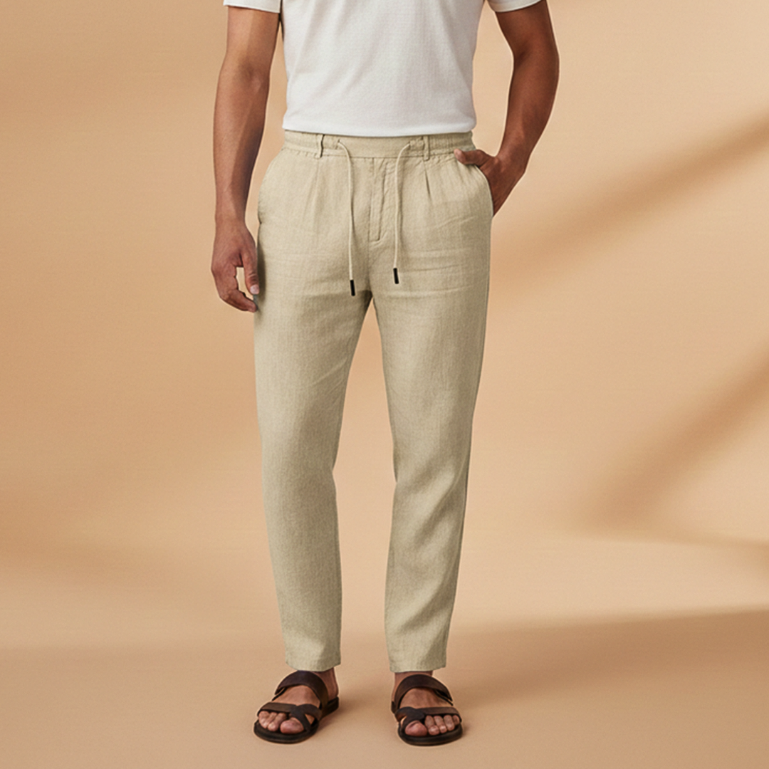 Men's Casual Trousers with Elasticated Waistband and Side Pockets