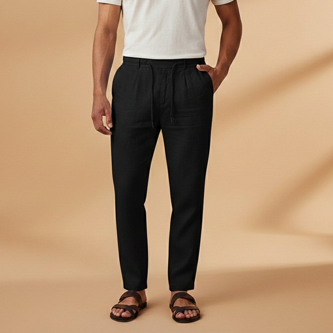 Men's Casual Trousers with Elasticated Waistband and Side Pockets